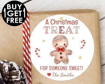 BOGO / Custom Gingerbread  Labels / Personalized Gingerbread Stickers / 3 Sizes / Christmas Treat for Someone Sweet Labels / Gingerbread