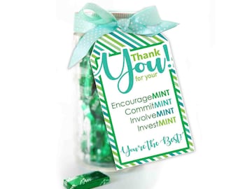 INSTANT DOWNLOAD / Gift Tags / Thank You Blue Green Mint Tag / Teacher or Employee Appreciation / Thank You for your Encouragement Tag