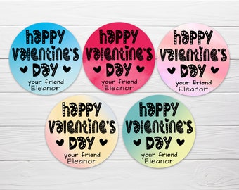 Valentines Day Custom Labels / Watercolor Designs / Personalized Valentine Stickers / Kids Valentine Stickers / Custom Label