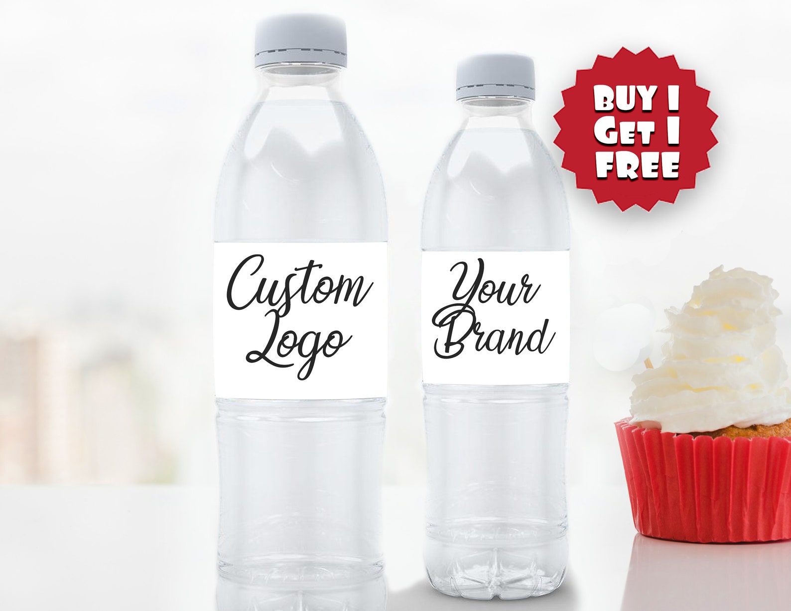 BOGO / Custom Logo Water Bottle Labels / Personalized Water Etsy