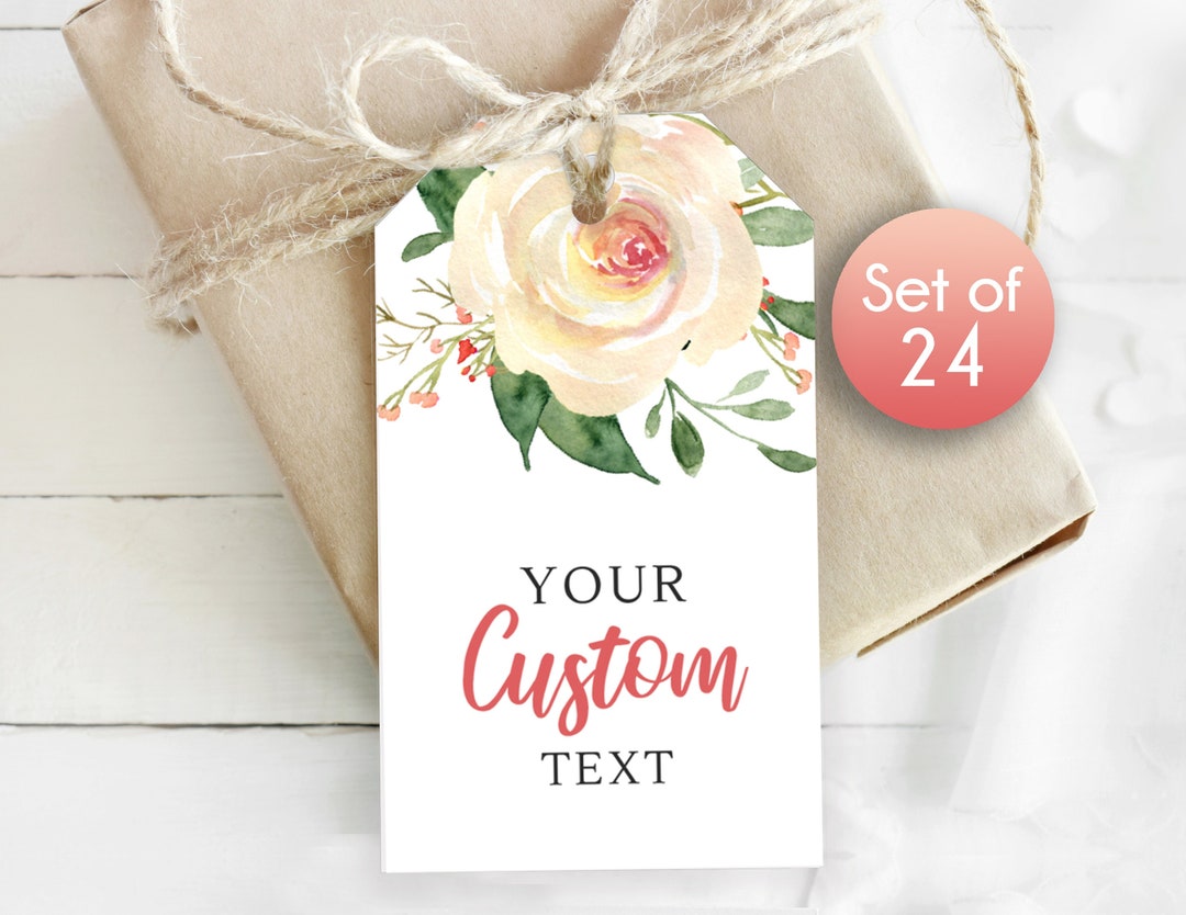 Set of 24 / White Rose Gift Tags / Personalized Mothers Day Tags