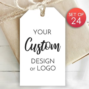 Set of 24 / Custom Logo Gift Tags / Personalized Logo Tags / Personalized Tags / Tag for Wedding Favors / Custom Design / 2 Sizes