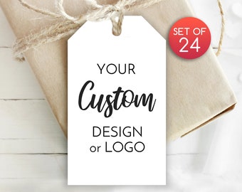 Set of 24 / Custom Logo Gift Tags / Personalized Logo Tags / Personalized Tags / Tag for Wedding Favors / Custom Design / 2 Sizes