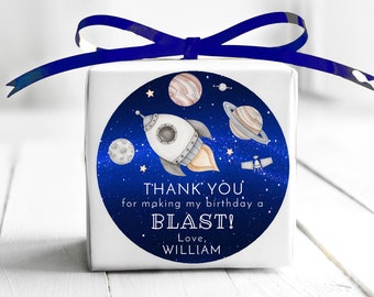 BOGO / Outer Space Thank You Stickers / Galaxy Birthday Thank You / Custom Space Labels / Blast Birthday Stickers / Custom Stickers