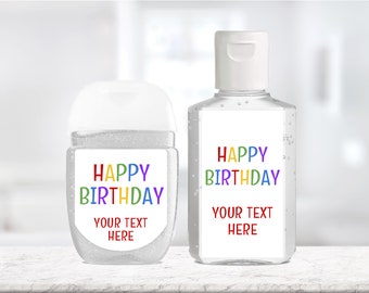 Happy Birthday Sanitizer Sticker / Rainbow Sanitizer Label / Birthday Sanitizer Rainbow / Custom Sanitizer Birthday