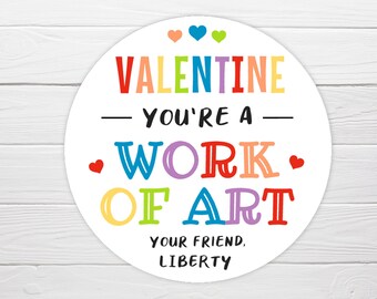 BOGO / Custom Paint Valentine Sticker / You're a work of art sticker / Valentine paint Stickers Personalized
