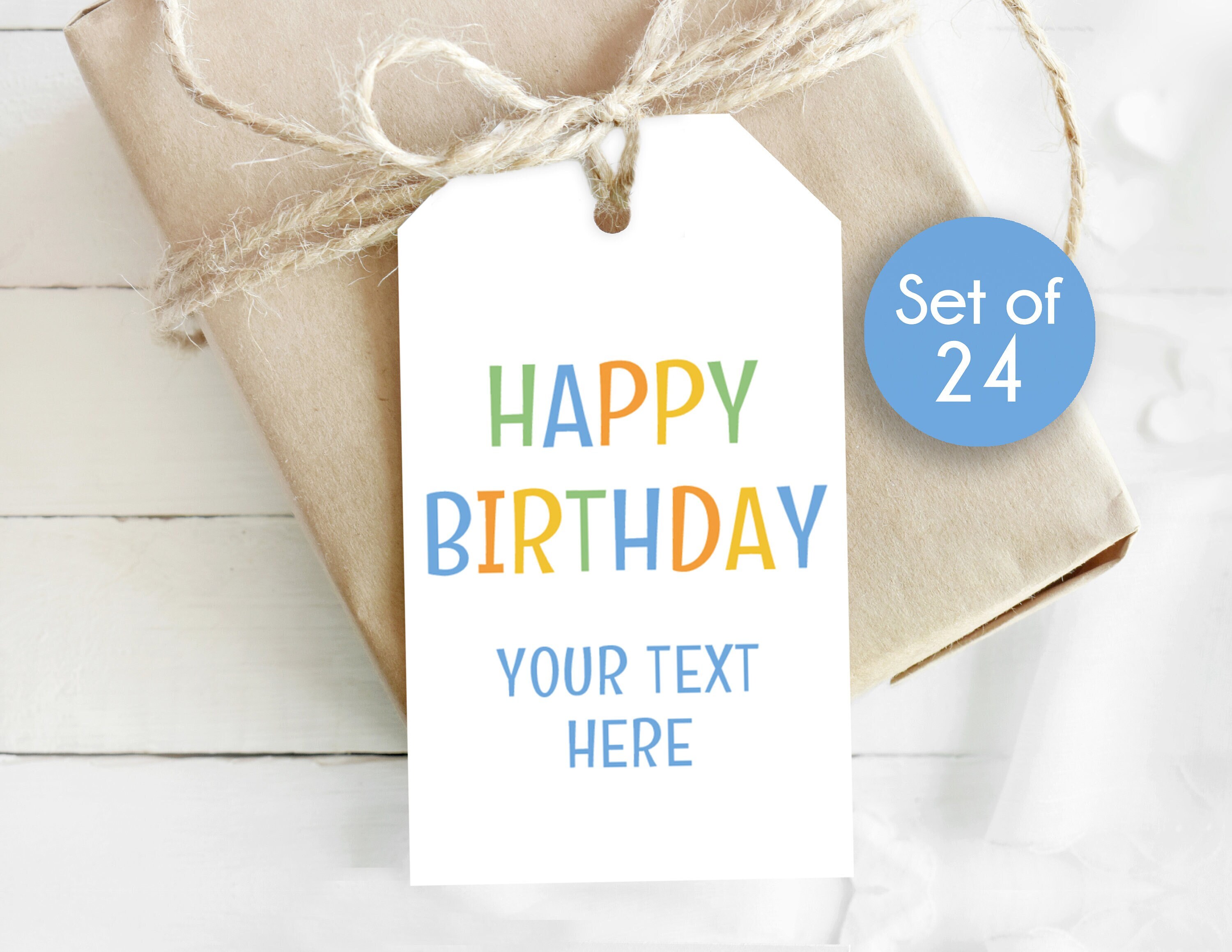 Happy Birthday” Gift Tags - Blue Skies Lettering