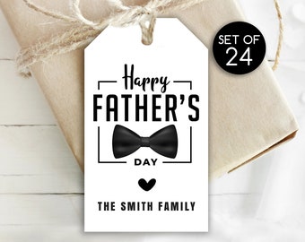 Fathers Day Tags Cute Black and White / Personalized Fathers Day Tags / Personalized Tags / Tag for Fathers Day / Set of 24 / Custom Tags