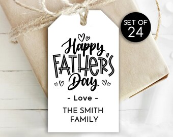 Fathers Day Tags Black and White / Personalized Fathers Day Tags / Personalized Tags / Tag for Fathers Day / Set of 24 / Custom Tags