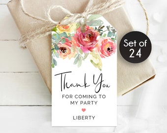 Floral Thank you Birthday Gift Tags / Personalized Birthday Floral Tags / Personalized Tags / Tag for Birthday Thank You / 1.75" x 3"