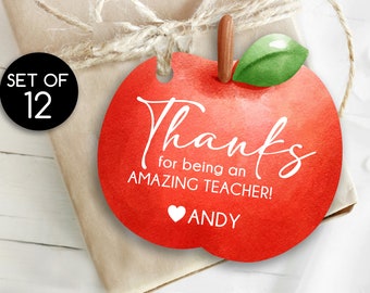 Custom Gift Tags / Large Personalized Teacher Thank You Tags / Personalized Tags / Tag for Teacher Appreciation / Large Tags / 3" x 3"