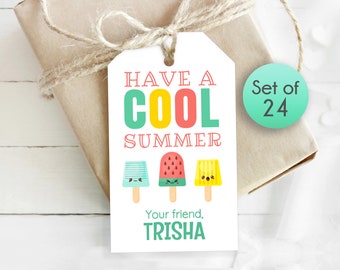 Custom Gift Tags / Personalized Cool Summer Tags / Personalized Tags / Tag for End of Year / Have a Cool Summer / 1.75" x 3"