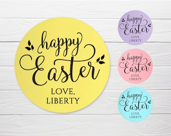 Happy Easter Custom Labels / 11 Color Choices / Personalized Easter Stickers / Kids Easter Stickers for School / Custom Label