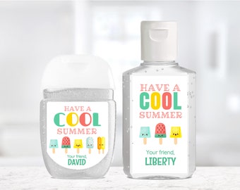 Custom Hand Sanitizer Labels / Labels Only / 2 Sizes / Have a Cool Summer / Cool Summer Labels / Sanitizer stickers for school