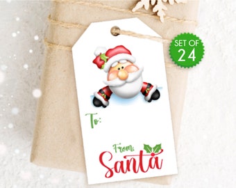 24 Tags / Printed and Shipped / Custom Christmas Gift Tag / Card stock / Personalized Gift Tags for Christmas Gifts / Custom Santa Tags