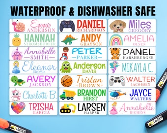 64 SKINNY Waterproof Labels / Waterproof Name Labels / 64 per sheet / Daycare Labels / Dishwasher Safe / Personalized Labels / Custom Labels