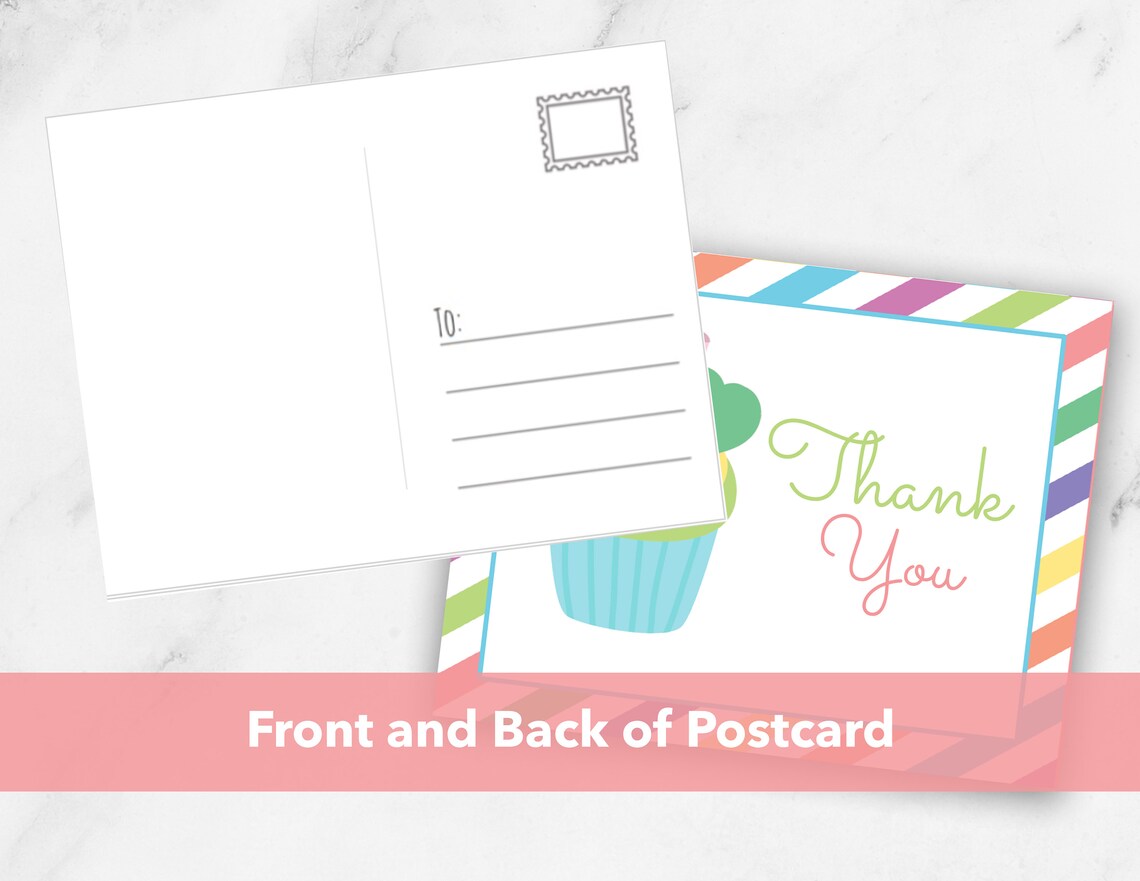 Printable Cupcake Thank You Postcards / Thank You Card Cupcake | Etsy