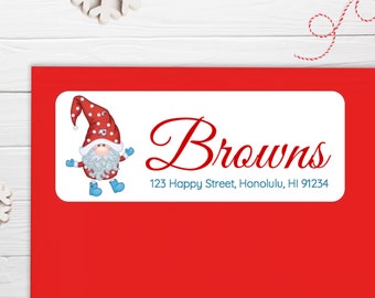 BOGO / GLOSSY Christmas Patches Gnome Address Stickers / Christmas Gift Address Stickers / Custom Address / Christmas Gnome Address Labels