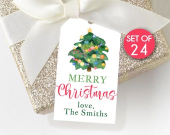 Custom Christmas Tree Gift Tags / 24 Tags per Set / Personalized Christmas Tree Tags / Christmas Tree Tags / Tag for Christmas Gifts