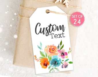 24 Tags / Custom Wedding Gift Tags / Personalized Wedding Tags / Floral Wedding Tag / Tags for Wedding Favors / Tag with Floral / Gift Tag