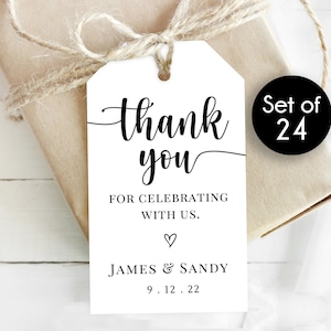 Thank You Wedding Gift Tags / Personalized Wedding Tags / Wedding Tag / Tags for Wedding Favors / Thank You Tags / Shower Tag / 24 Set