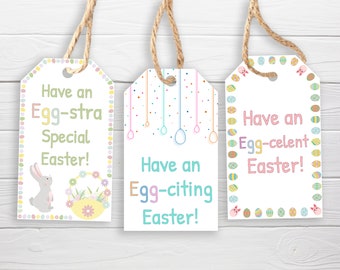 Happy Easter Tags DOWNLOAD / 3 Styles / Easter Egg Tags / Easter Tags Printable Tags / Easter Day Printable / Easter Bunny Tag