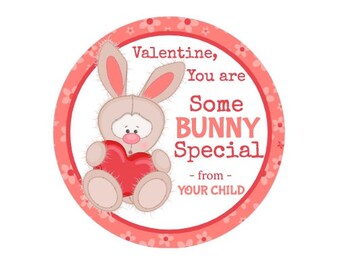 Custom Valentine Sticker / Some BUNNY Special / Sheet of 12 / Personalized Bunny Label / Valentine Bunny Stickers