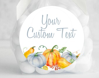 BOGO / Custom Fall Pumpkin Stickers / GLOSSY / Comes in Round or Square / Personalized Fall Stickers / Fall Pumpkin Labels