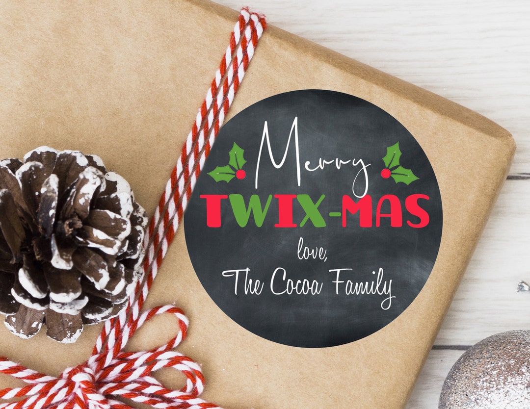 Merry Twixmas / Christmas Gift Stickers / Chalkboard Christmas Labels ...
