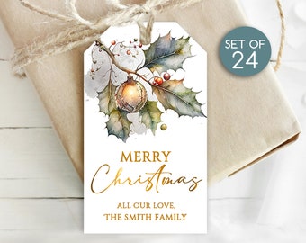 Custom Christmas Gift Tags / 2 Sizes / Personalized Christmas Tags / Tag for Christmas Gifts / Custom Tag with Christmas Greenery