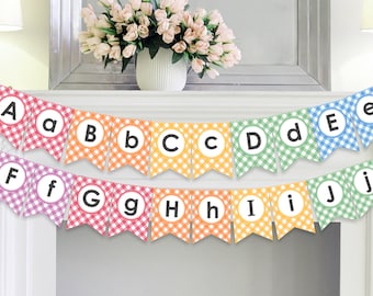 Rainbow Alphabet Banner / Home School Printable / All Letters of Alphabet included / Rainbow Colors / Upper and Lowercase Printable Letters