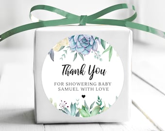 BOGO / Showering our Baby Succulent / Thanks for Showering Baby Personalized Stickers / Personalized Baby Shower / Baby Shower Stickers