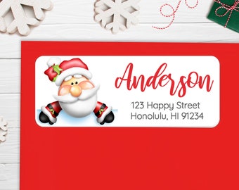 BOGO / GLOSSY Custom Christmas Santa Address Stickers / Christmas Cute Santa Address Stickers / Santa Address Labels / Santa Stickers