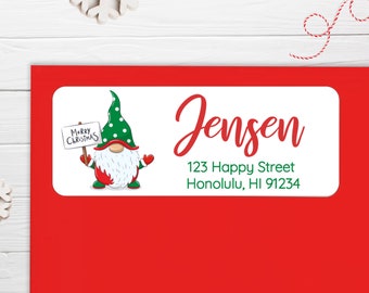 BOGO / GLOSSY Christmas Elf Address Stickers / Christmas Elf Address Stickers / Custom Gnome Address Labels / Christmas Gnome Labels