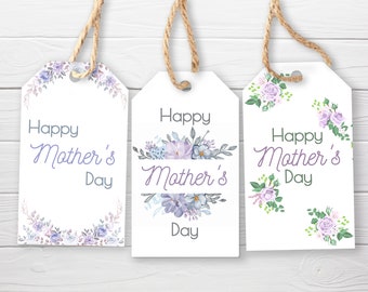 Purple Mother's Day Gift Tags DOWNLOAD / 3 Styles / Mother's Day Lavender Tags / Mom Tags Printable Tags / Mothers Day Purple Printable