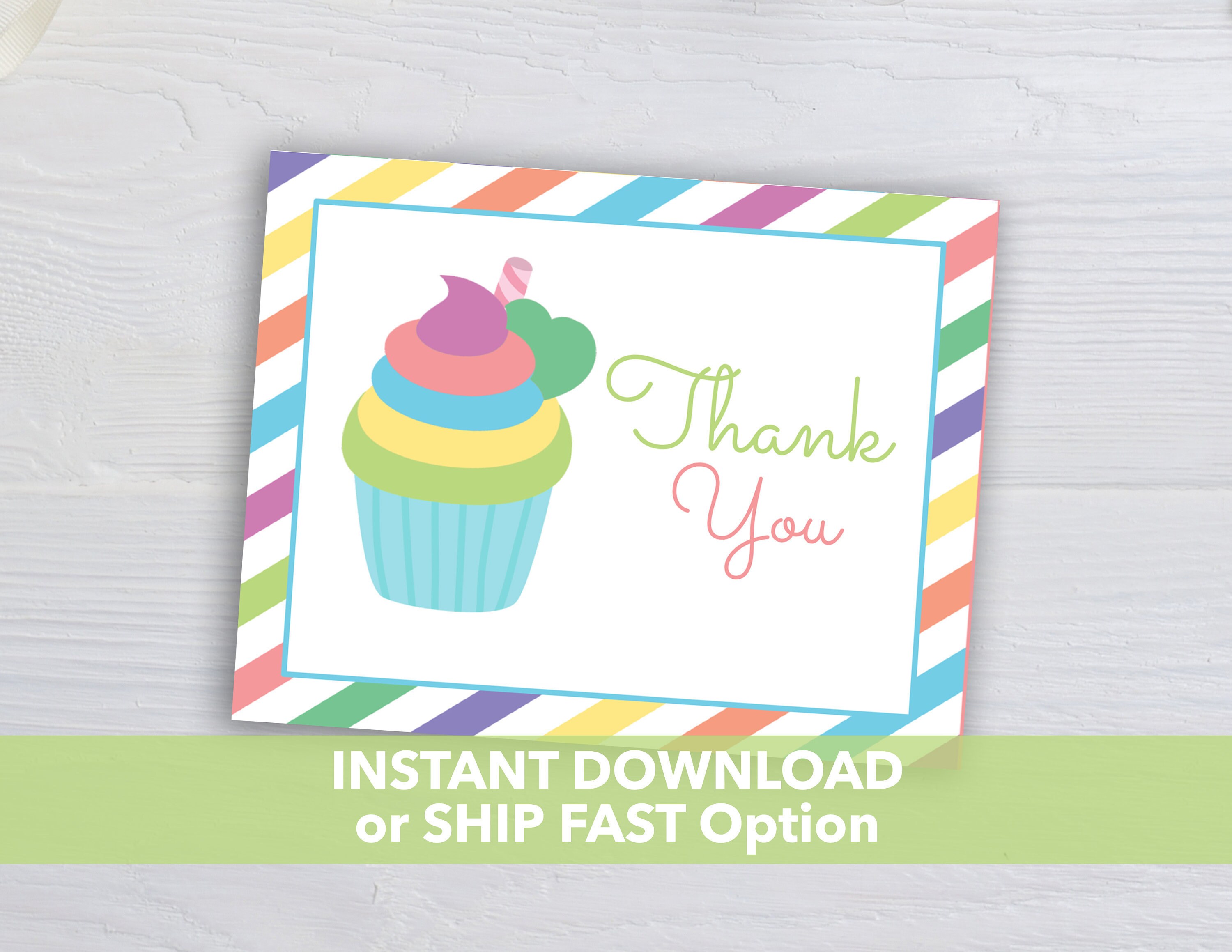 Printable Cupcake Thank You Postcards / Thank You Card Cupcake - Etsy