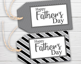 Father's Day Printable Gift Tags / Happy Fathers Day / Dad Printable Tags / Black and Steel Colored Men's Gift Tag
