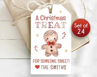 Christmas Treat for Someone Sweet / Set of 24 / Personalized Christmas Gingerbread Tags / Christmas Tags / Tag for Christmas Gifts