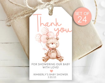 Teddy Bear Custom Shower Gift Tags / Thank You Gift Tags / Personalized Tags / Tag for Baby Shower / Thank you for Showering our Baby