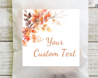 BOGO / Custom Fall Leaves Wedding Stickers / GLOSSY / Comes in Round or Square / Personalized Fall Stickers / Custom Autumn Wedding Labels