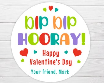 BOGO / Custom Fun Dip Valentine Sticker / Dip Dip Hooray Happy Valentine's Day / Valentine Fun Dip Stickers Personalized