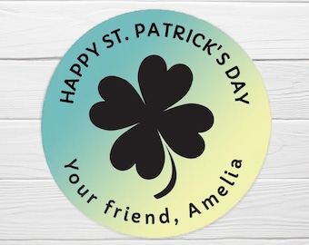 St Patricks Day Custom Labels / Watercolor Designs / Personalized St Patricks Day Stickers / Kids School Stickers / Custom Label