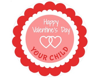 Custom Valentine Sticker / Red Flower Heart / Sheet of 12 / Personalized Valentine Label / Valentine Heart Stickers