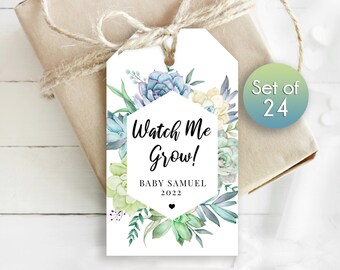 Custom Shower Gift Tags / Watch Me Grow Gift Tags / Personalized Tags / Baby Shower Tags / Thank you tag