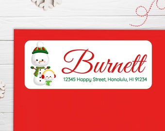 BOGO / GLOSSY Christmas Snowman Address Stickers / Christmas Address Stickers / Custom Address / Christmas Snowman Address Labels