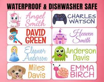 30 Waterproof Name Labels / Daycare Labels / Waterproof and Dishwasher Safe / Personalized Labels / Name Labels for School