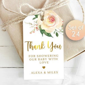 Custom Shower Gift Tags / Thank You Gift Tags / Personalized Tags / Tag for Baby Shower / Thank you for Showering our Baby with Love