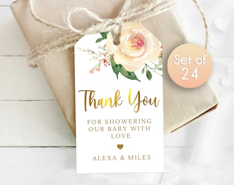 Custom Shower Gift Tags / Thank You Gift Tags / Personalized Tags / Tag for Baby Shower / Thank you for Showering our Baby with Love