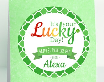 Ships Fast / Custom St Patricks Day Sticker / It's Your Lucky Day / Sheet of 12 Round 2.5" / Personalized St Patricks Labels