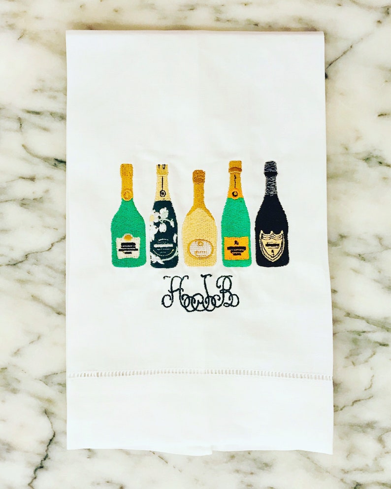 Champagne Bottles Tea Towel Etsy